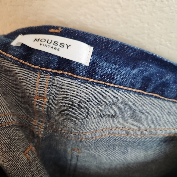 Moussy Vintage Glendele Distressed Tapered Raw Hem Ankle Skinny Denim Jeans 25 - Picture 10 of 15